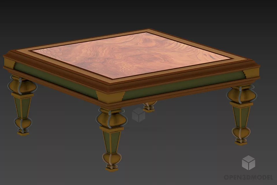 Square Glass Coffee Table With Inox Stand 3d model