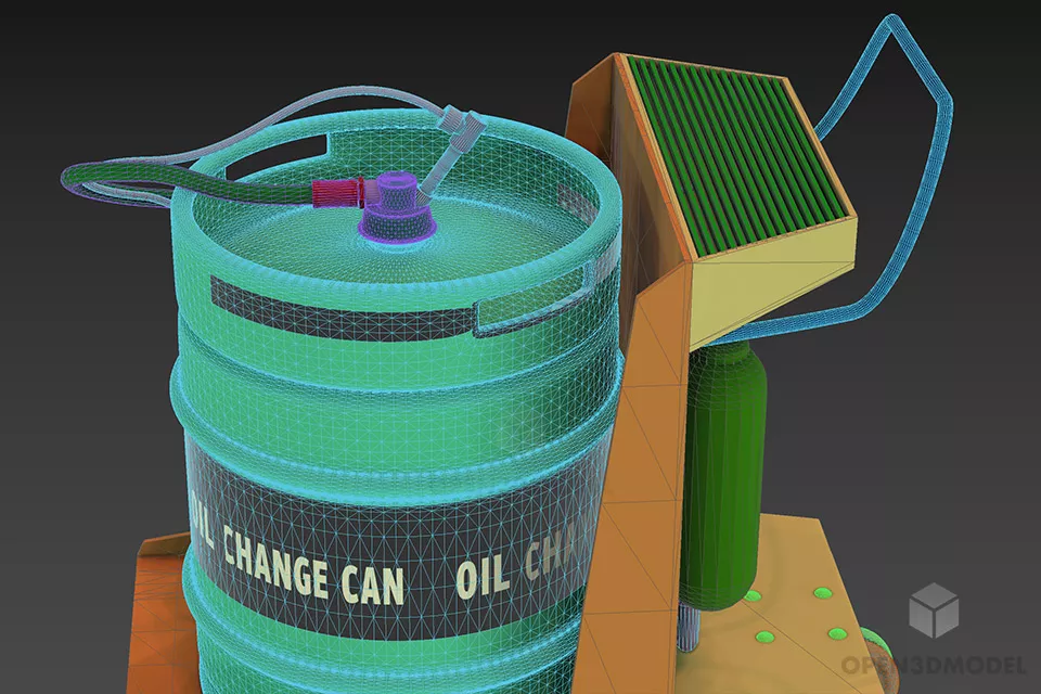 Kitchen Steel Cart With Liquid Barrel 3d model 2