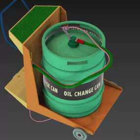 Kitchen Steel Cart With Liquid Barrel 3d model