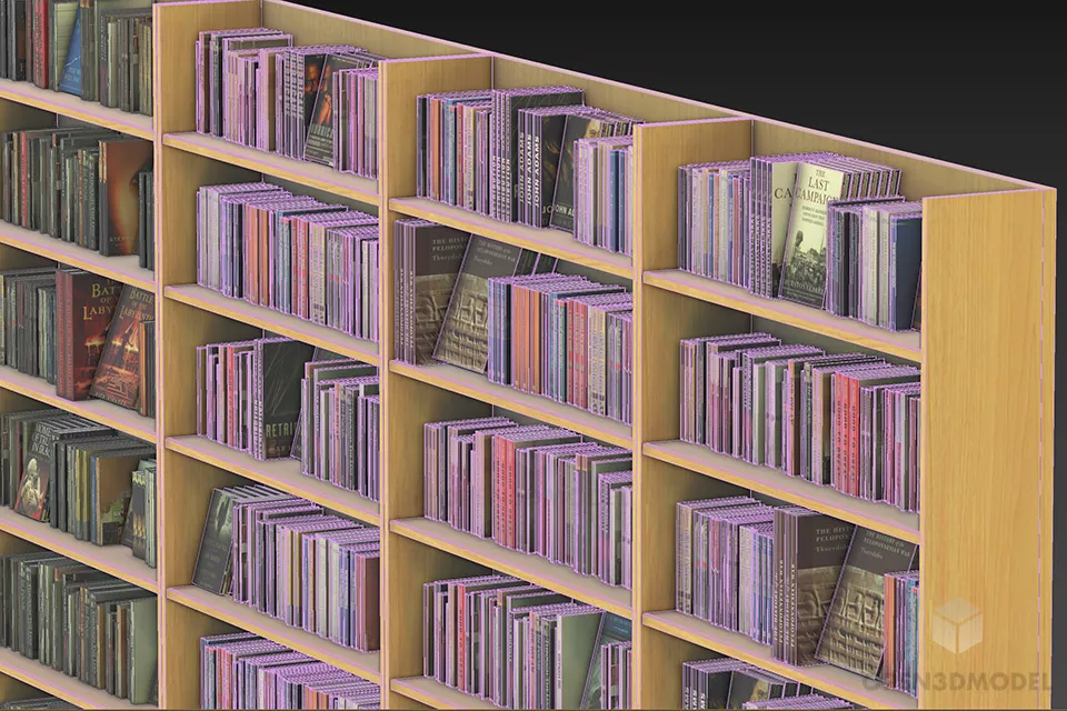 Side Bookcase Furniture With Full Books 3d model 2