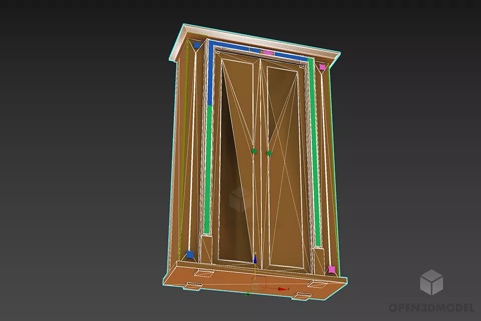 Antique Cabinet Turri, Glas Shelf 3d model 2