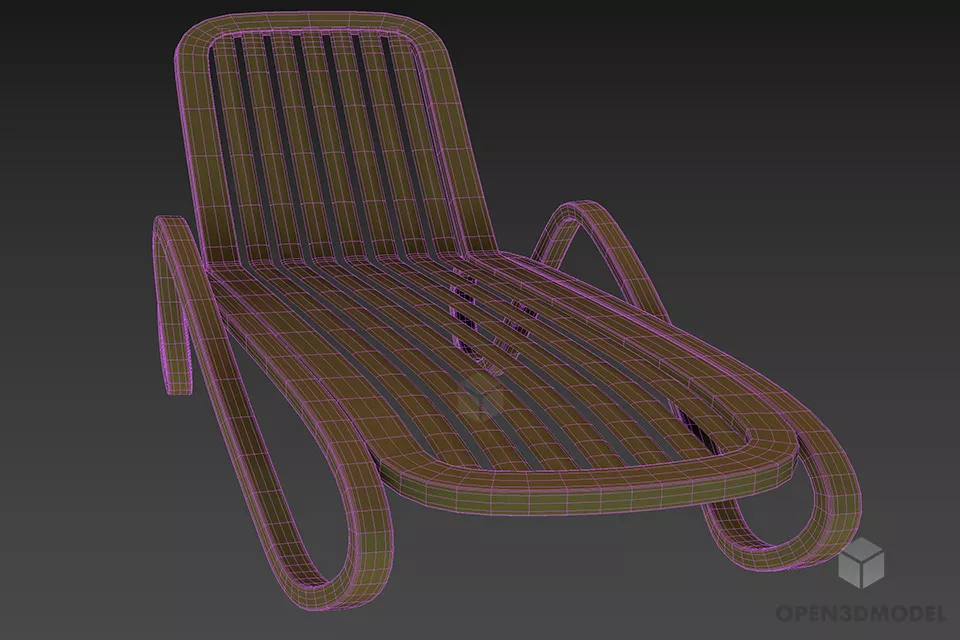 Swimming Pool Plastic Lounge Chair 3d model 2