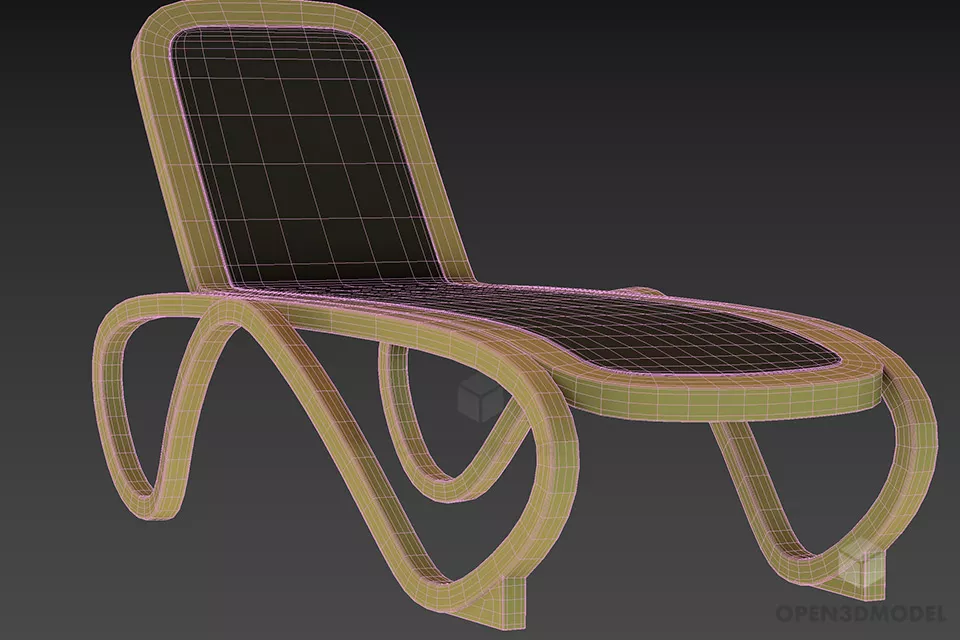 Swimming Pool Curved Lounge Chair 3d model 2