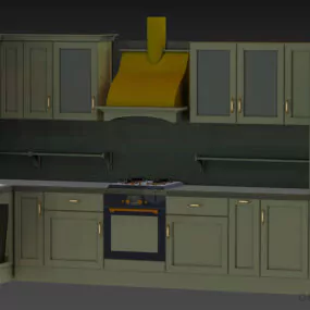 Italian Kitchen Cabinet With Big Hood 3d model