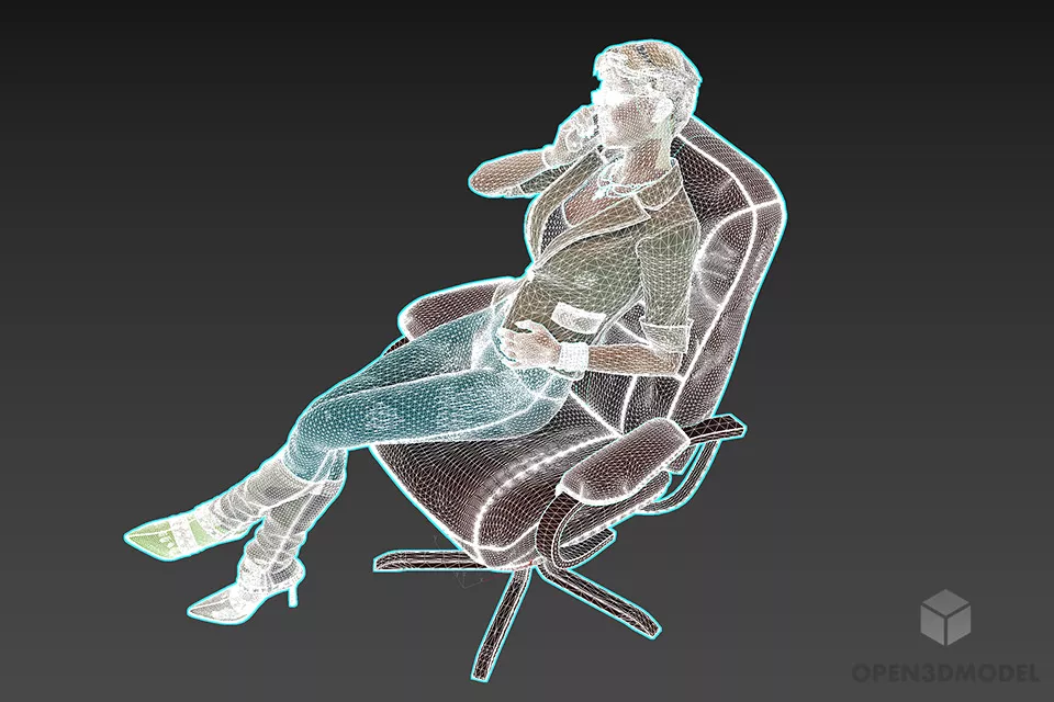 Manager Girl, Office Business Women Character 3d model 2