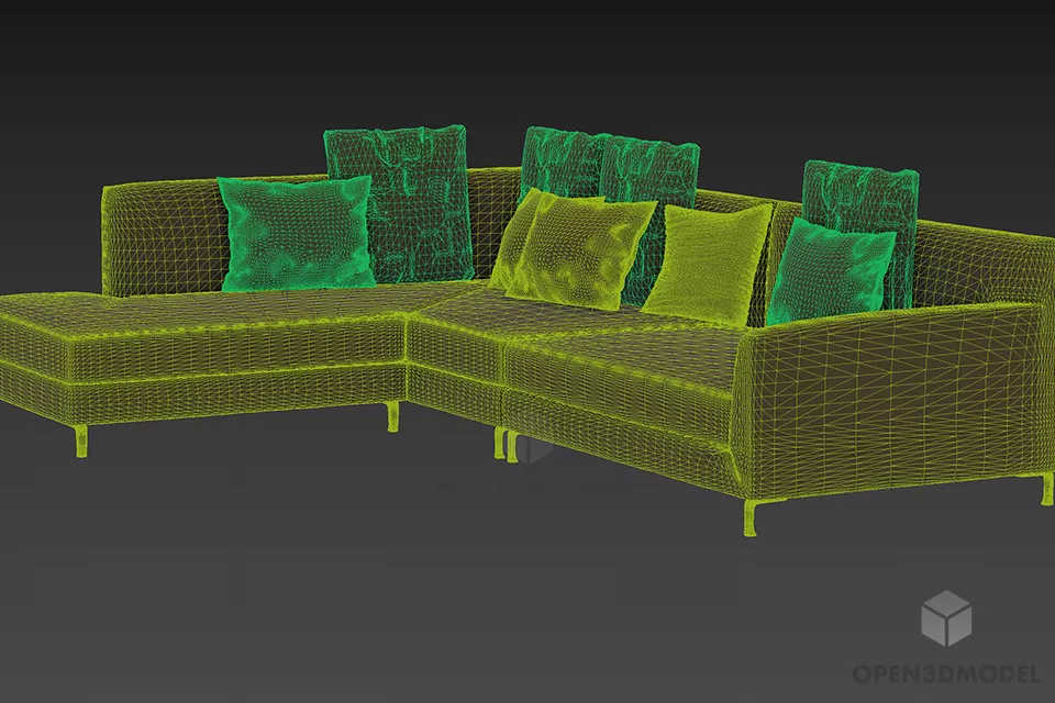 Modern Sectional Sofa Minotty With Cushion 3d model 2