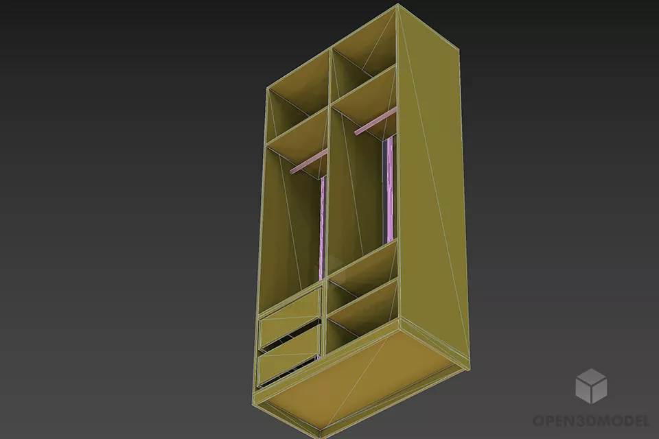 Simple Wardrobe Two Door 3d model 2