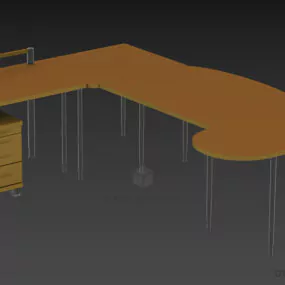 Large Table Office Work Table With Cabinet 3d model