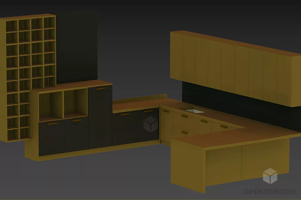 Home Kitchen Cabinet With Stove Brera 3d model