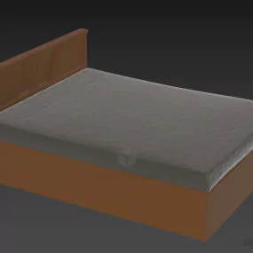 Double Bed Simple Style With Mattress 3d model