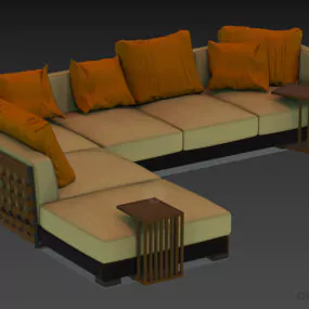 Large Sectional Sofa Flexform With Stool Table 3d model