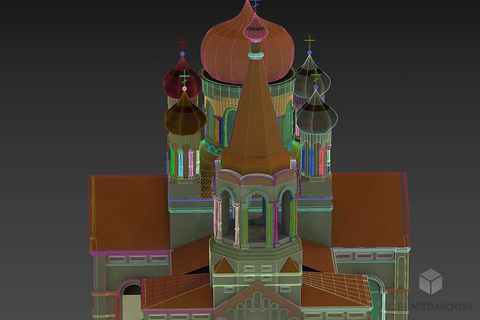 Antique Russian Church Building 3d model 2