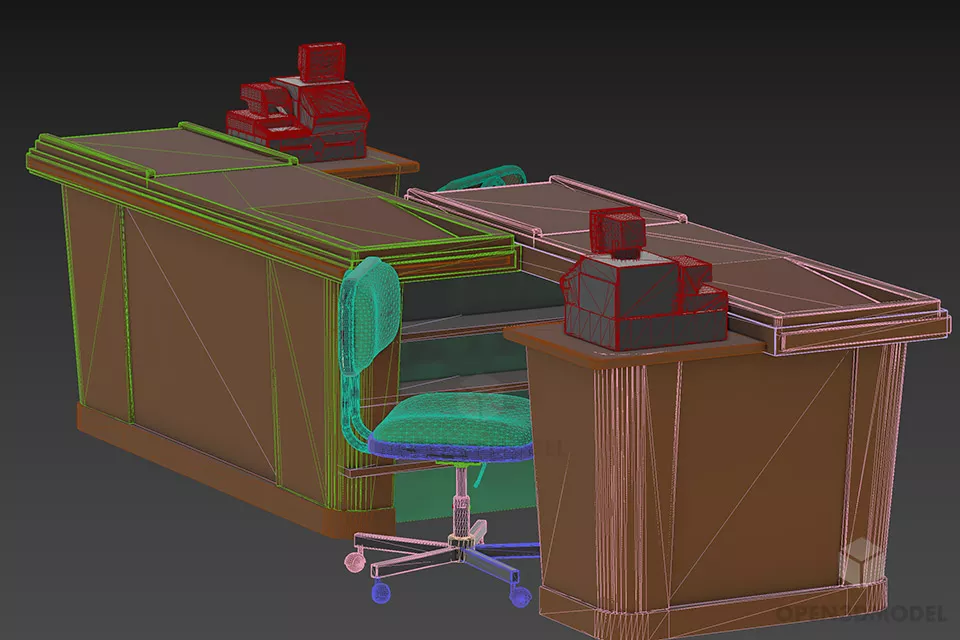 Checkout Table Furniture With Printer Equipment 3d model 2