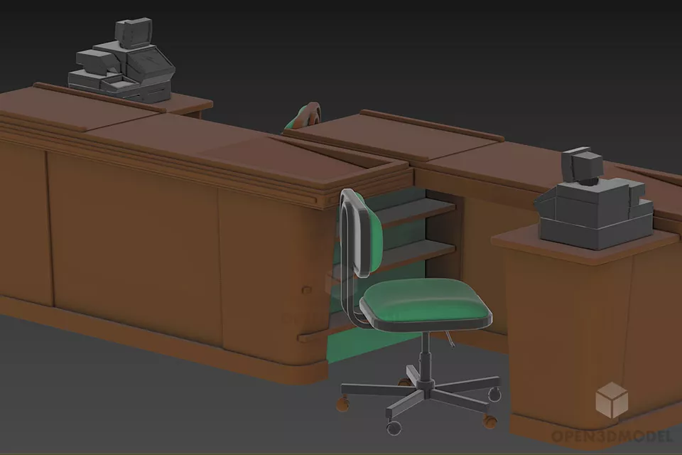 Square Walnut Table Simple Style 3d model