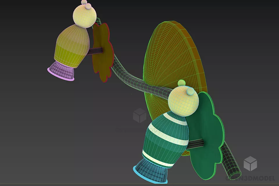 Sconce Lamp For Kid Room, Bee Shade Lamp 3d model 2