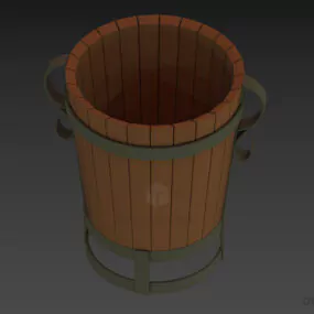 Medieval Wooden Trash Bin 3d model