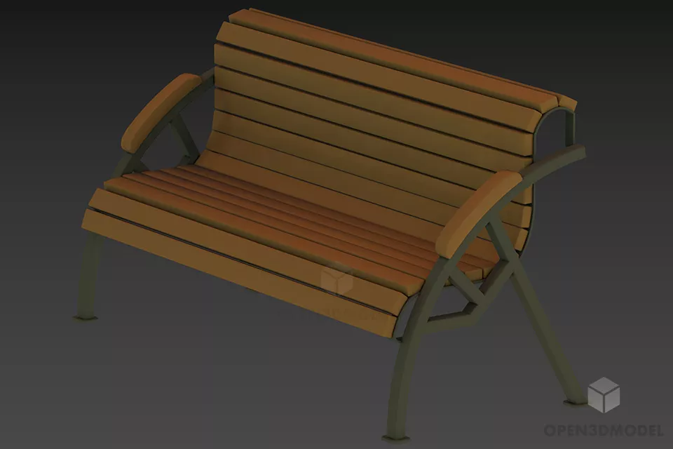 Simple Waiting Bench For Public Space 3d model