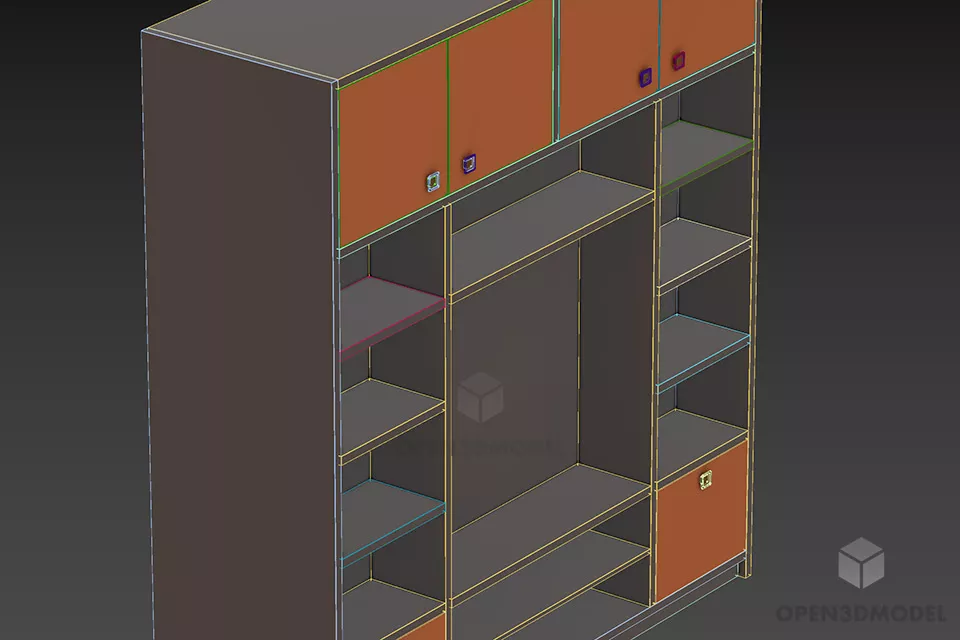 Wardrobe Cabinet Multiple Door Drawers 3d model 2