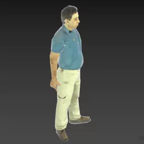 Standing Man In Blue Shirt Character 3d model