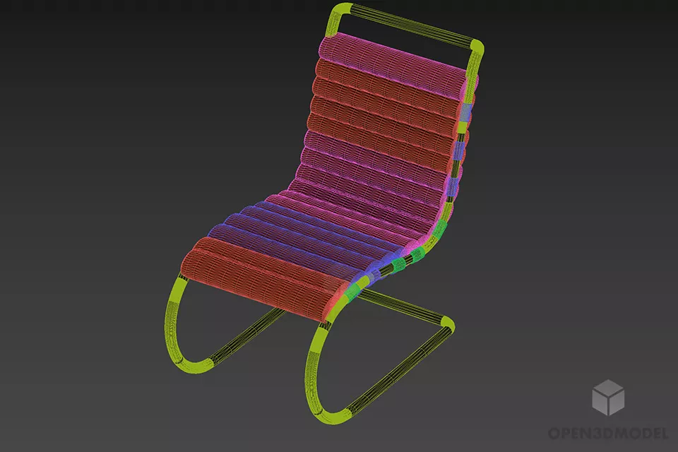 Cantilever Leather Lounge Armchair 3d model 2