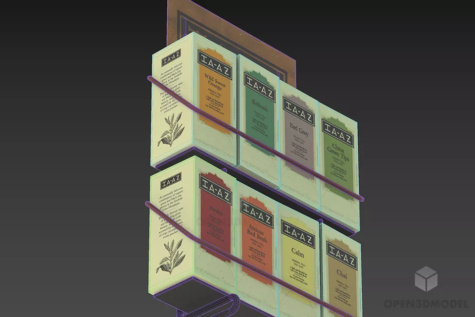 Shop Product Display Rack, Tea Shelf 3d model 2
