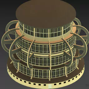 Headquarter Building Round Shape With Steel Frame Cover 3d model