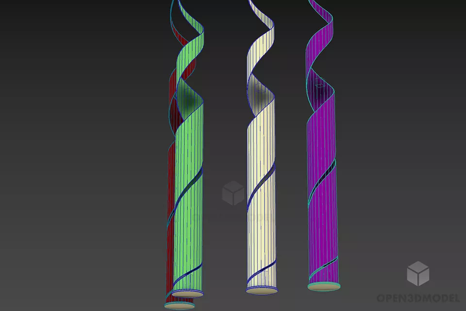 Colorful Table Lamp, Cylinder Lamp Twist Shade 3d model 2