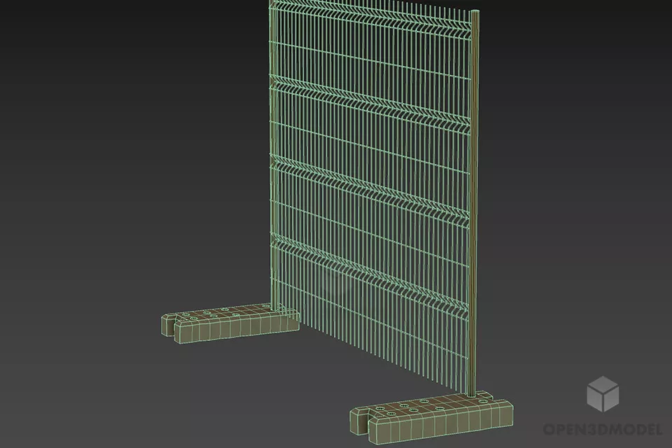 Steel Fence Modular 3d model 2