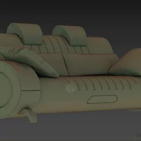 Big Sofa Modern, Thick Smooth Upholstery Sofa 3d model