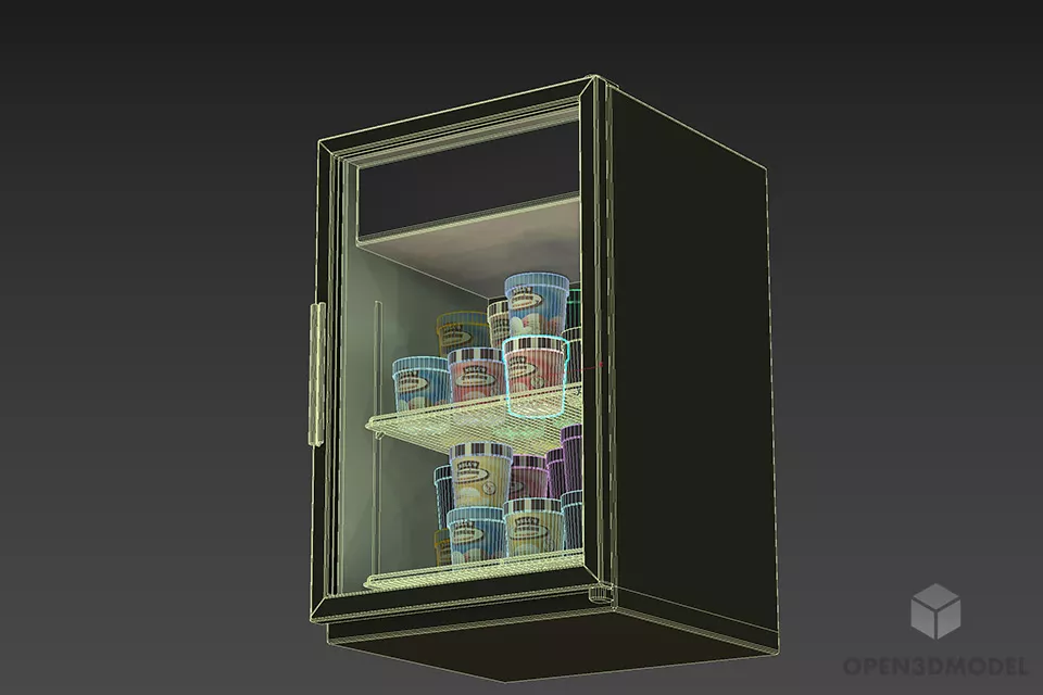 Small Freezer With Ice Cream 3d model 2