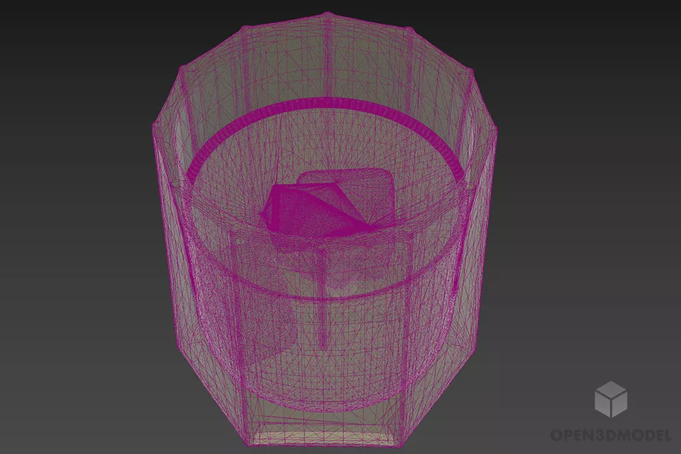 Americano Coffee Glass With Ice 3d model 2