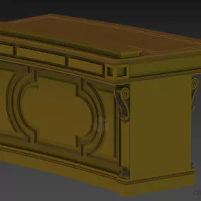 Boutique Carved Table, Golden Frame Decoration 3d model