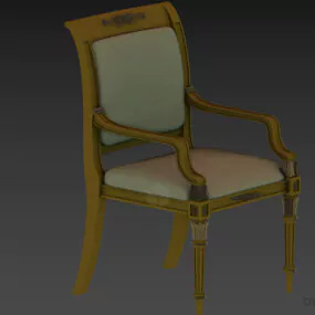 Antique Armchair Versailles Age, Blue Textile Seat 3d model