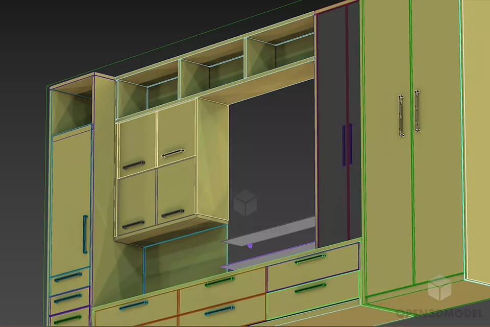 One Side Tv Sideboard, Tv Cabinet 3d model 2