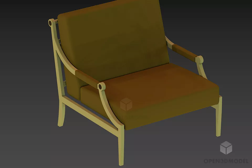 Curved Back Armchair With Cushion 3d model