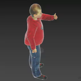 Red Shirt Boy Standing Pose Character 3d model
