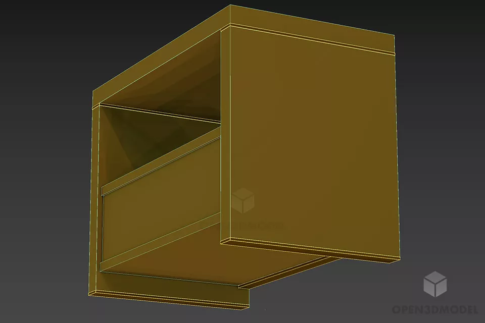 Wooden Walnut Locker With Drawer 3d model 2