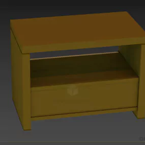 Wooden Walnut Locker With Drawer 3d model