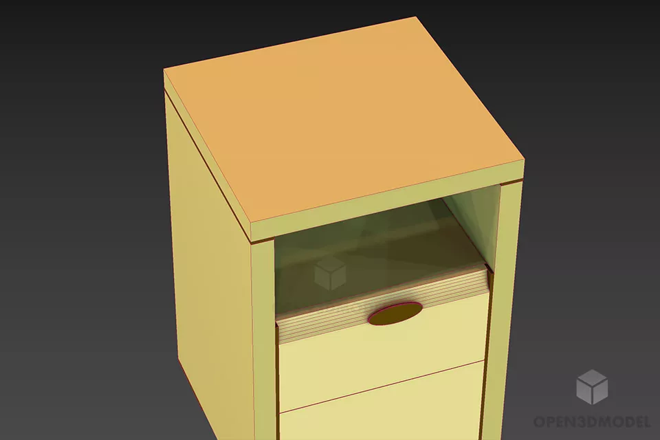 Walnut Bed Locker With Drawers 3d model 2