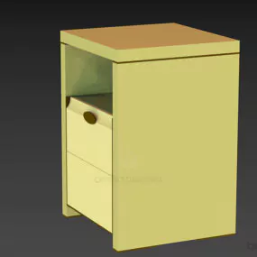 Walnut Bed Locker With Drawers 3d model