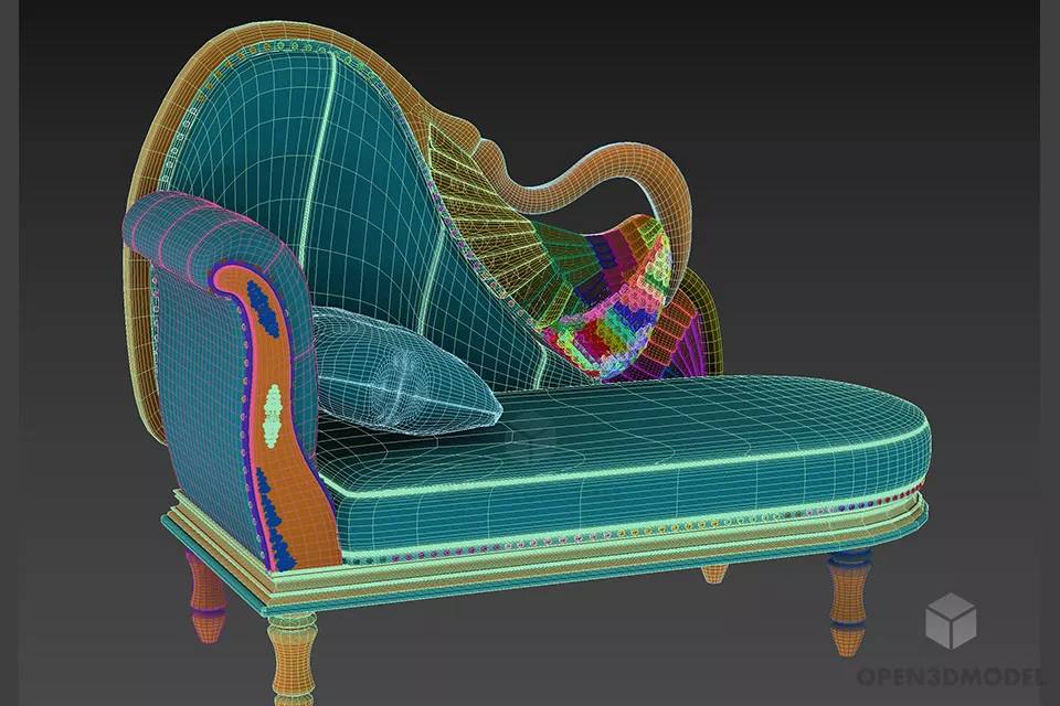 Boutique Sofa Lounge Style With Wooden Frame 3d model 2