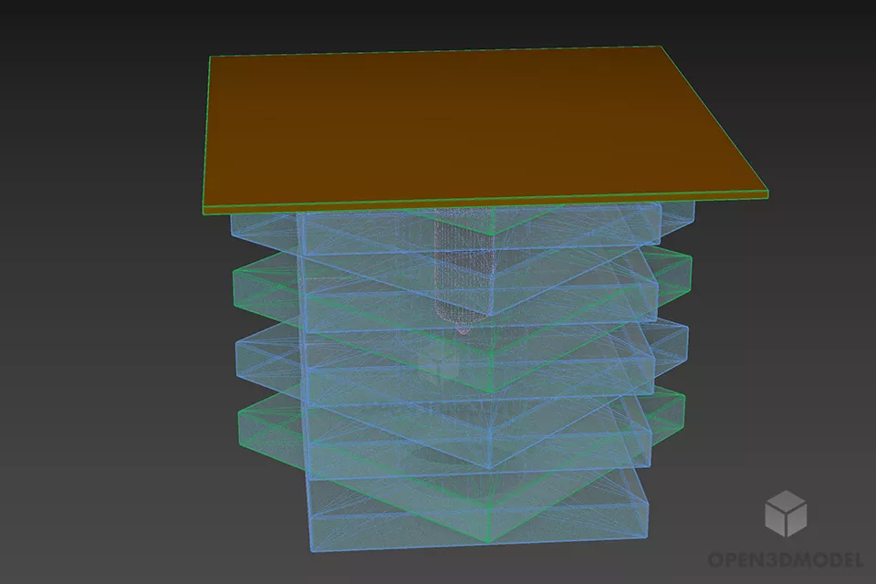 Multiple Glass Shade Pendant Lamp 3d model 2