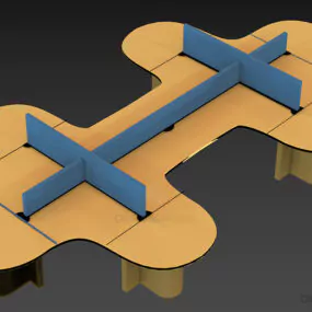 Modular Table For Office With Divider 3d model