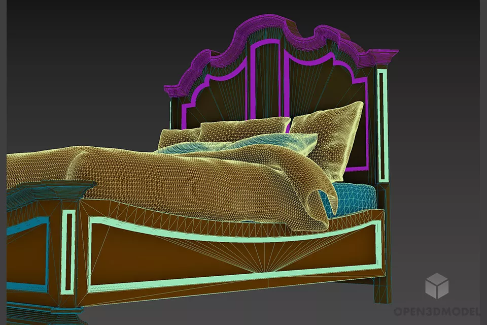 Boutique Double Bed Stanley 3d model 2