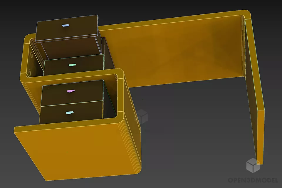 Table White Color, Office Desk With Drawers 3d model 2