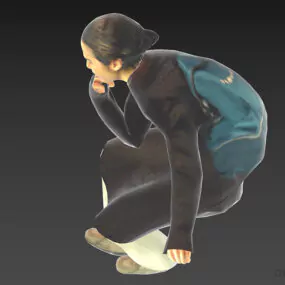 Age Woman Thinking Pose, Grandmother Character 3d model