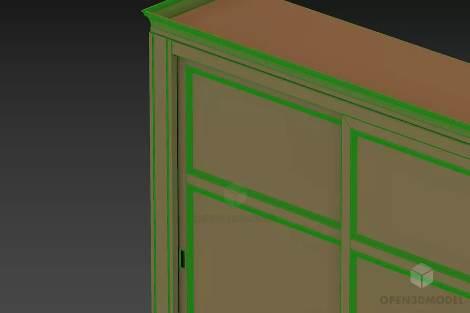 Ash Wardrobe Bogem With Mirror On Door 3d model 2