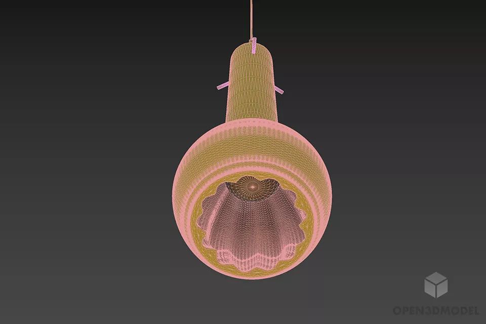 Art Pendant Lamp Textile Lantern Shape 3d model 2