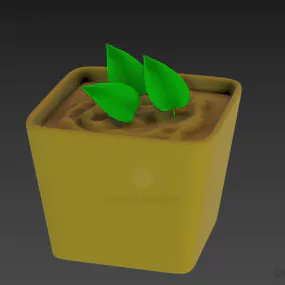 Small Leaf In Vase Pot 3d model