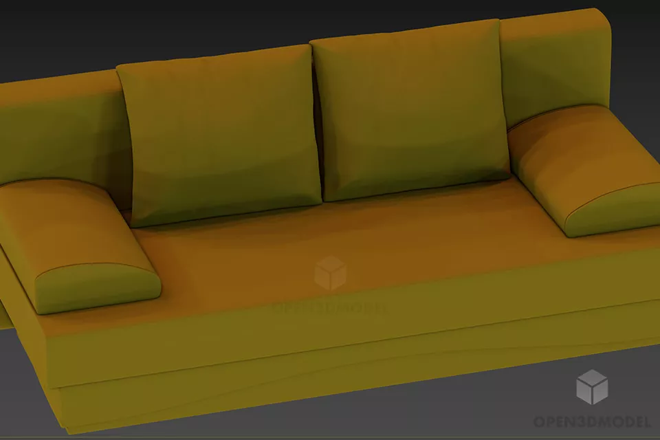 Sectional Sofa Upholstered With Cushion, Textiles 3d model